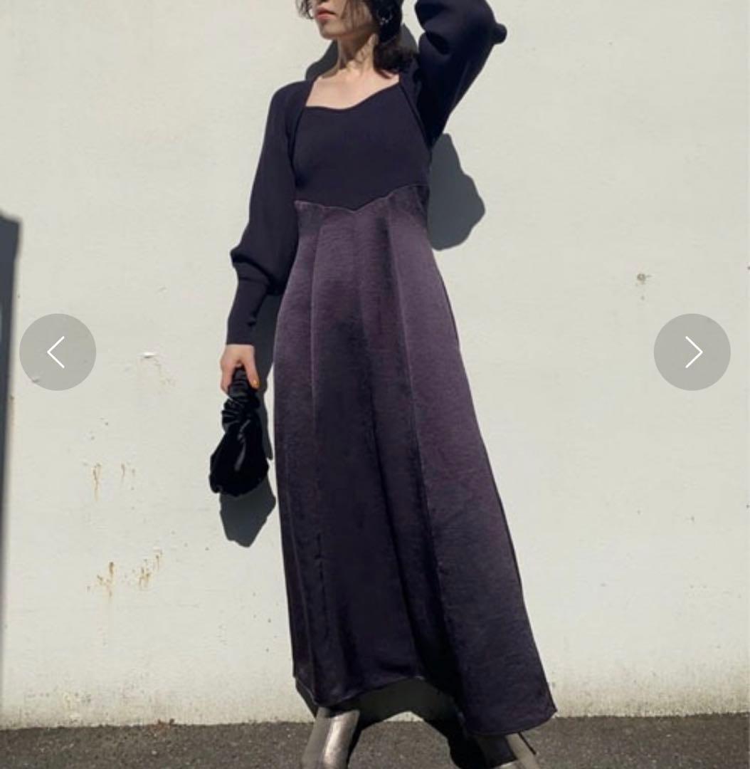 ⭐️値下げ⭐️新品　FRAY I.D スクエアーネックコンビワンピース ネイビー