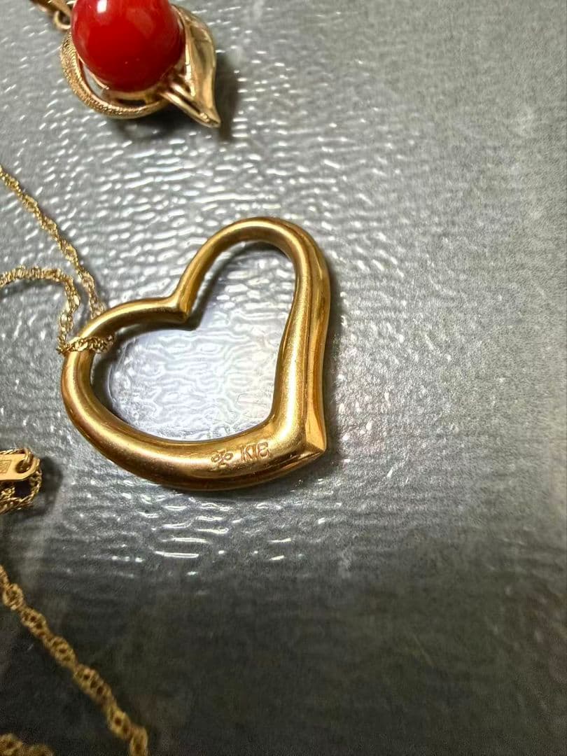 k18ゴールド ネックレス 14K赤珊瑚