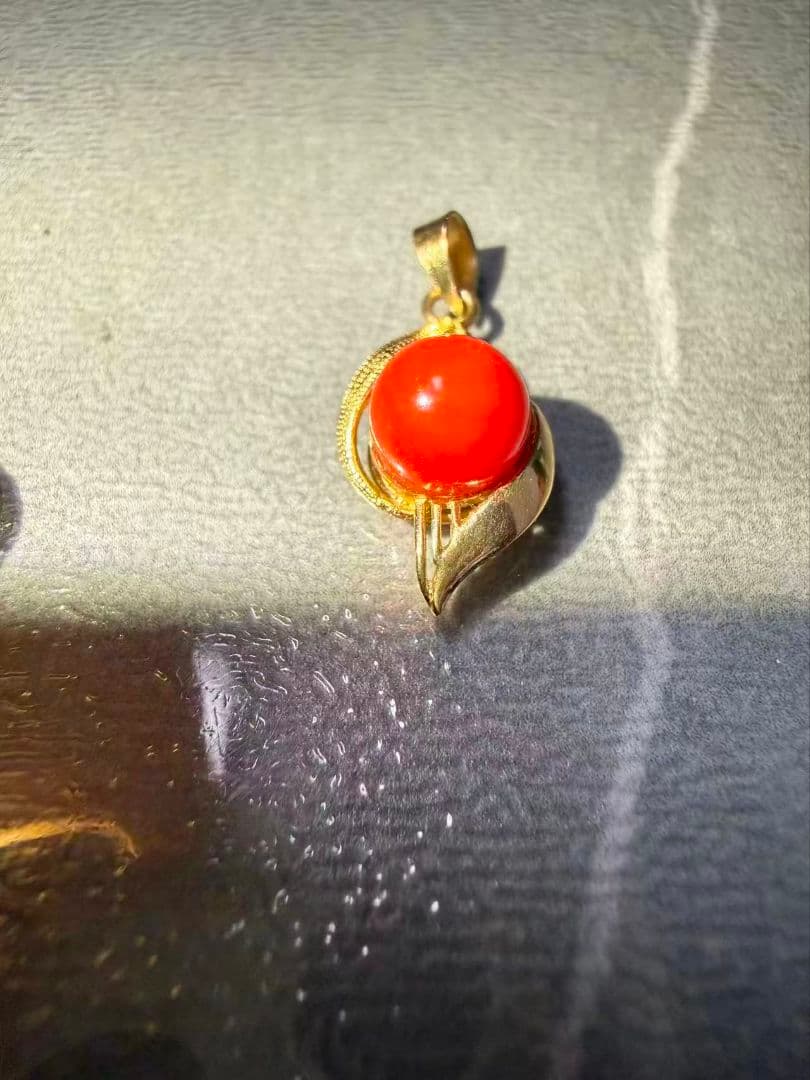 k18ゴールド ネックレス 14K赤珊瑚