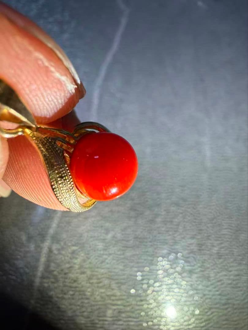 k18ゴールド ネックレス 14K赤珊瑚