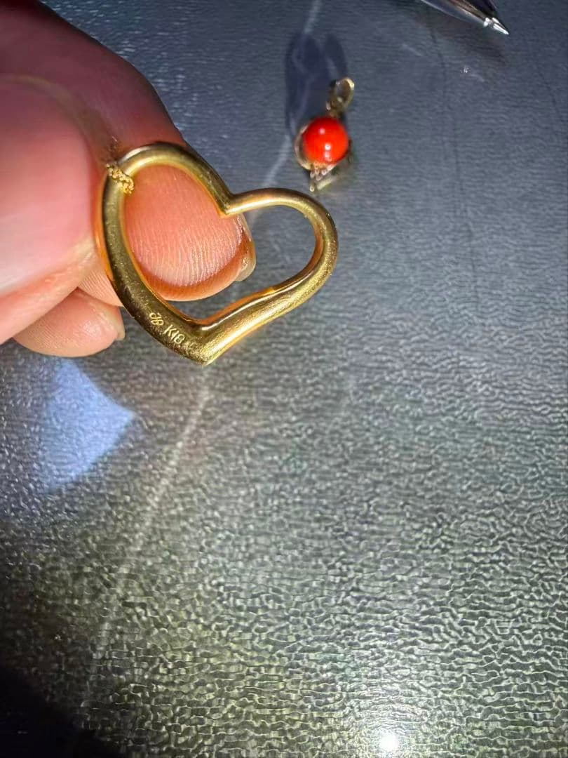 k18ゴールド ネックレス 14K赤珊瑚