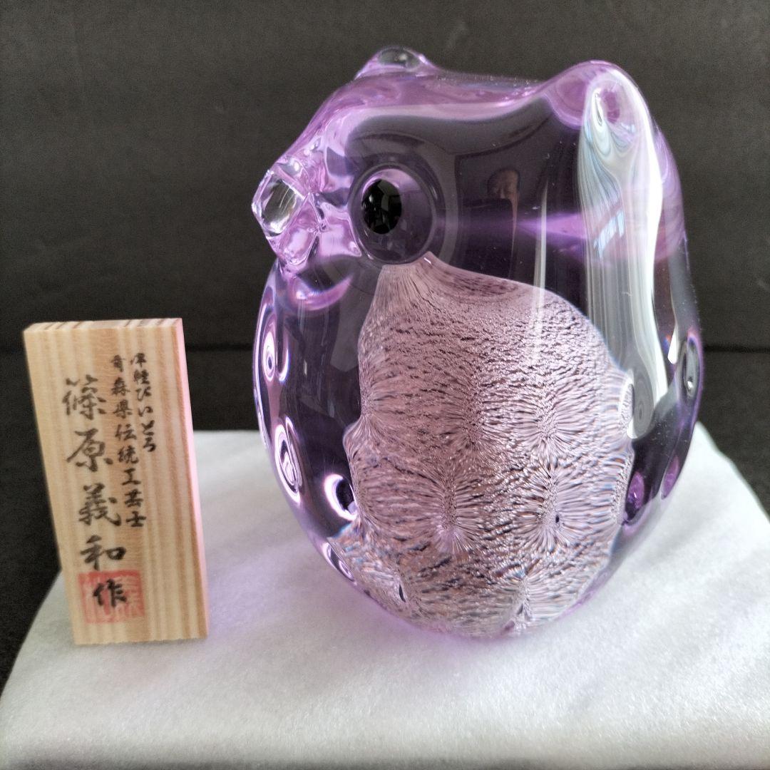 青森伝統工芸品　津軽びいどろ置物とディズニー江戸切子グラス　だい