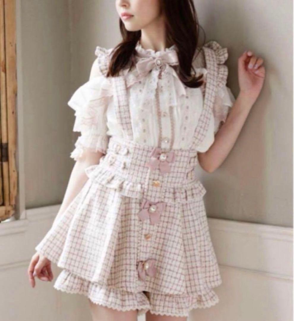 LIZLISA ツイードサスペンダー付きスカパン