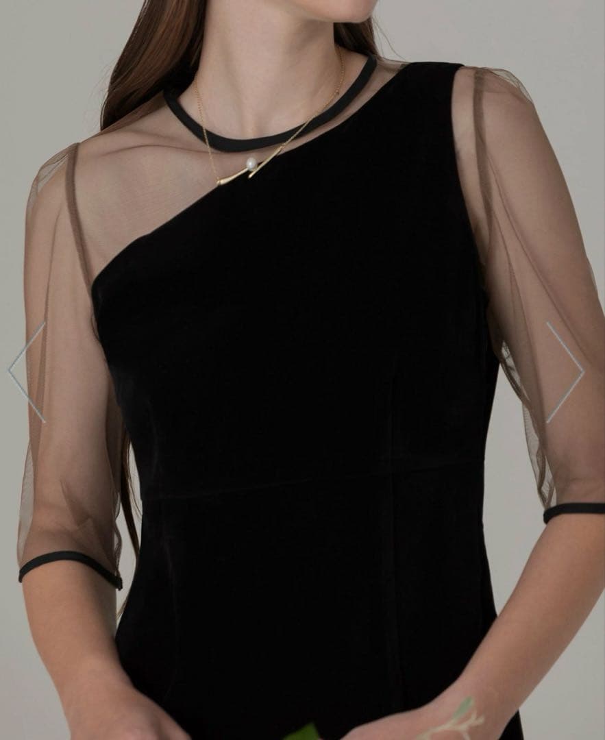 【LEJA】アシンメトリーティアードフリル3WAYベロアIラインドレス Sサイズ