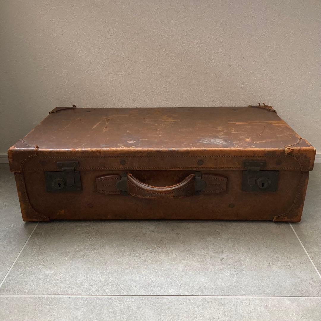 特大 ヴィンテージ レザー トランクケース トランクバッグ レトロ雑貨 古道具