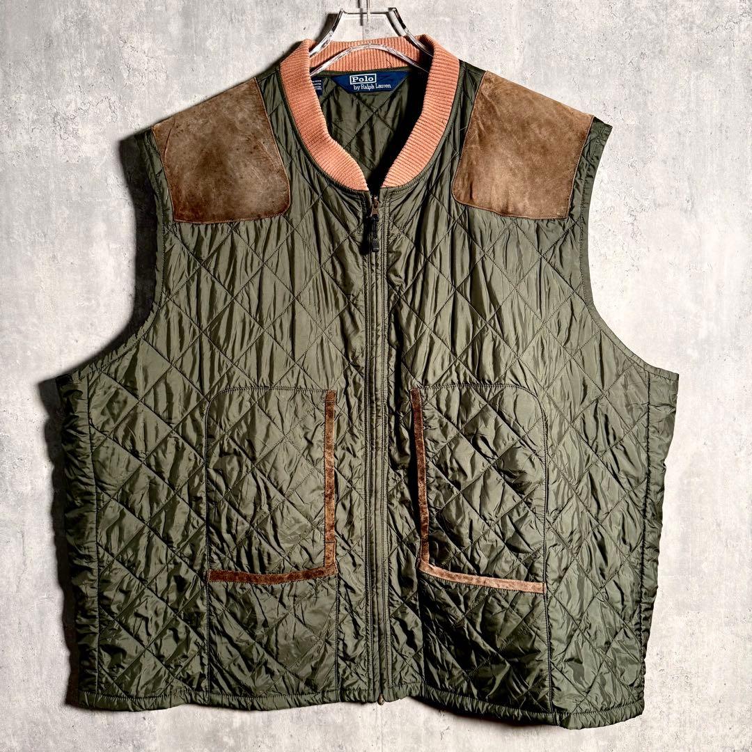 ⭐️希少⭐️ラルフローレン キルティングベスト 三角タグ レザー サイズ 4LT