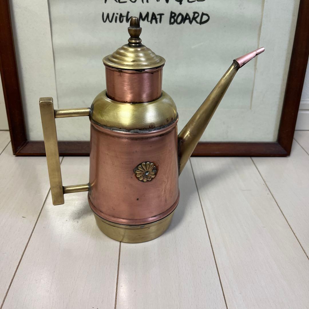 イタリア製　カゾラロ社　オリエーラ【オイル差し】アンティーク銅真鍮ティーポット