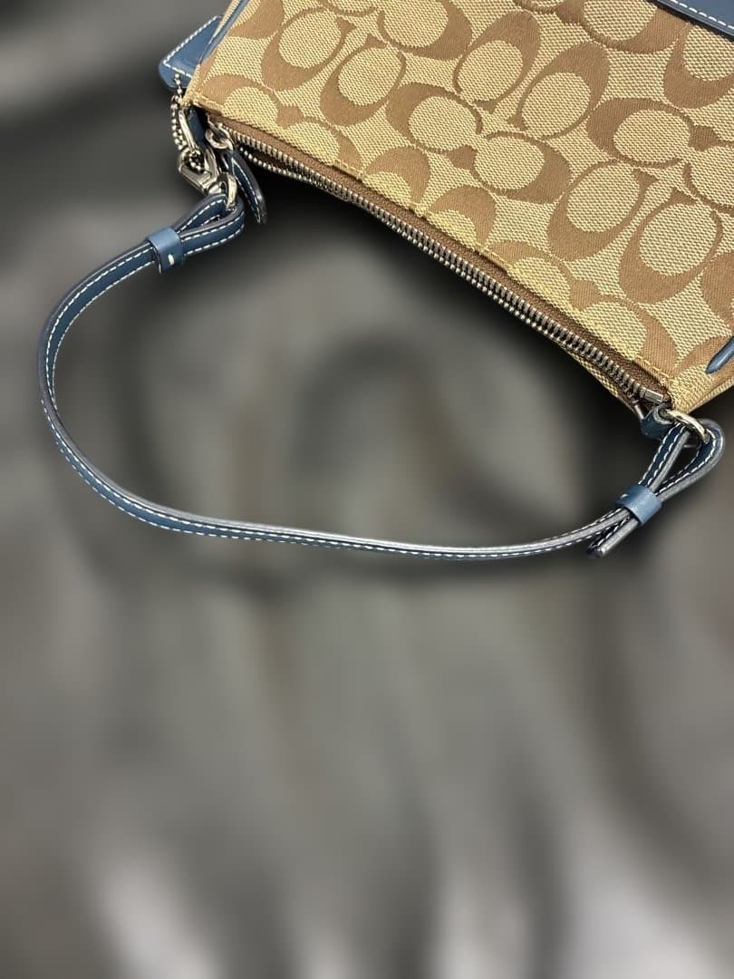 【希少カラー】coach ショルダーバッグ アクセサリーポーチ 青 ブルー