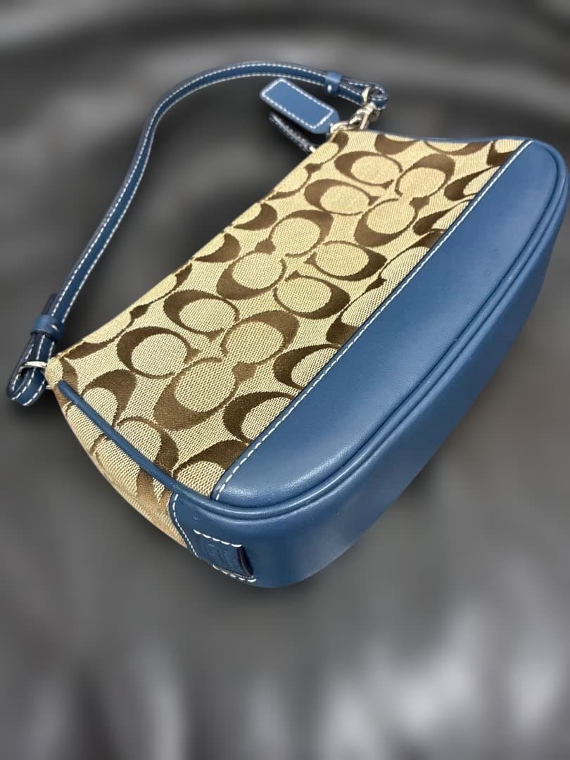 【希少カラー】coach ショルダーバッグ アクセサリーポーチ 青 ブルー