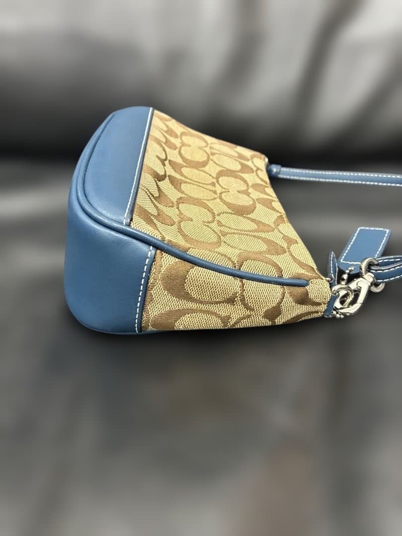 【希少カラー】coach ショルダーバッグ アクセサリーポーチ 青 ブルー