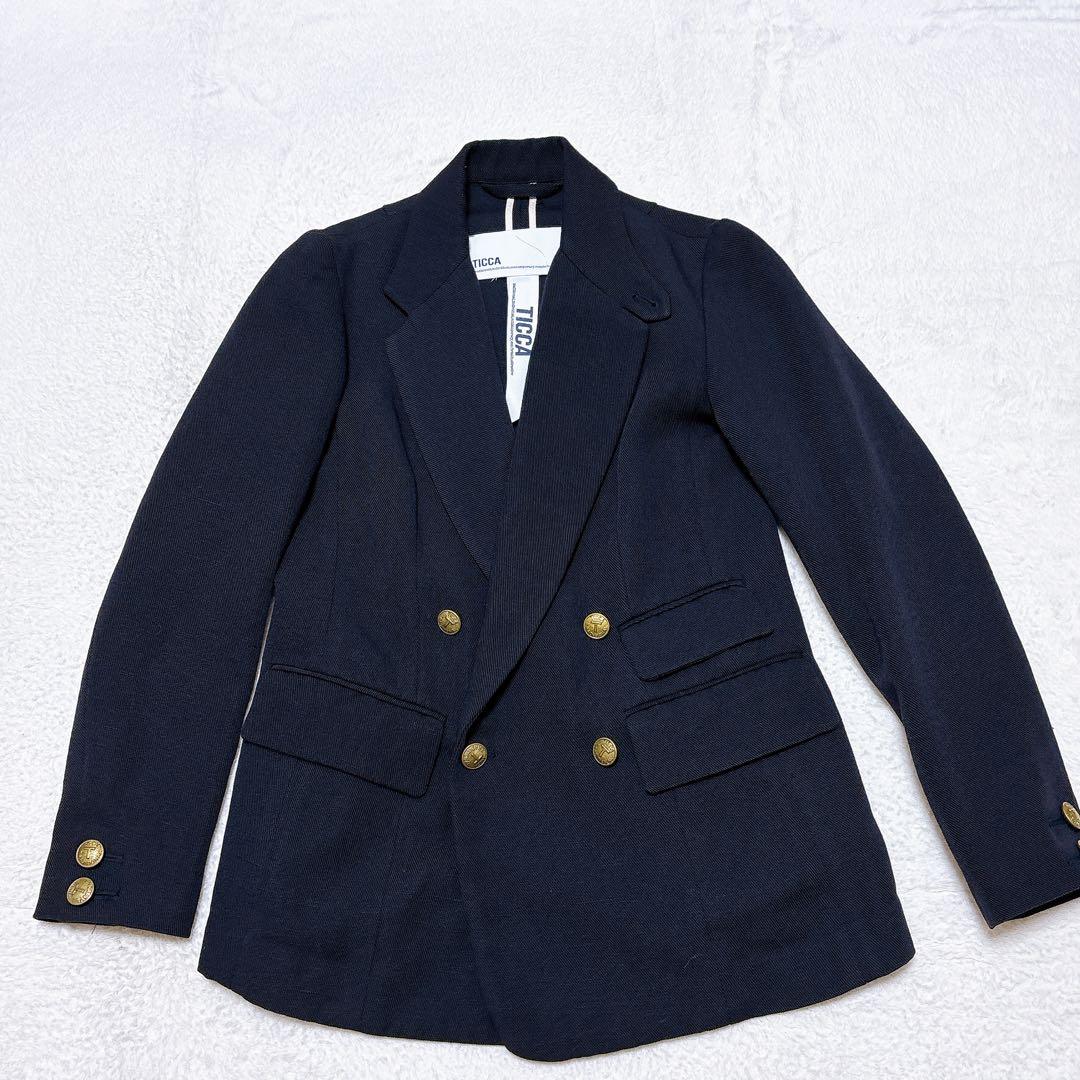 マカロンTICCA ティッカ ウール リネン ダブル テーラードジャケット
