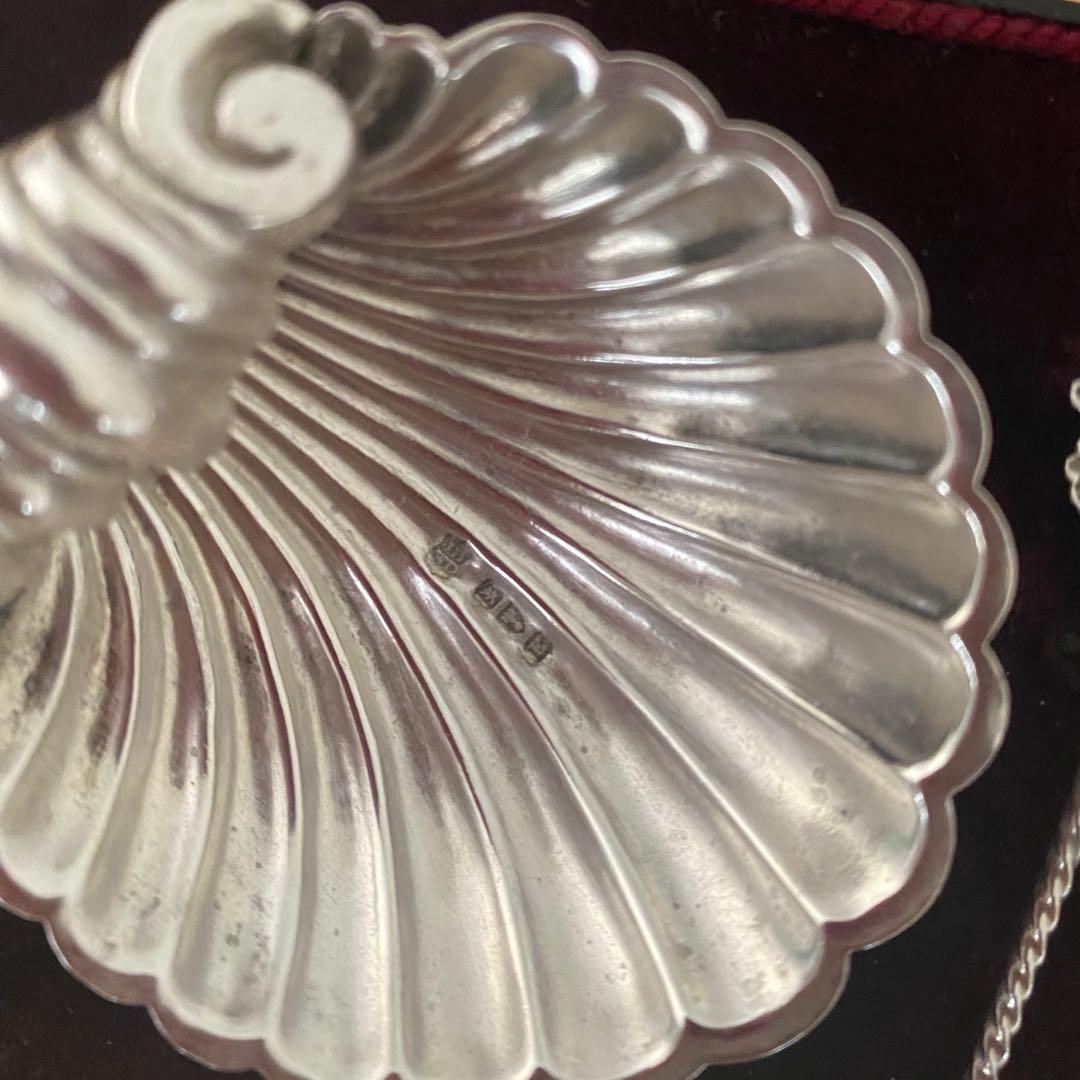 シェルトレイ　ペア　イギリスアンティーク　純銀　シルバー　ソルト入れ