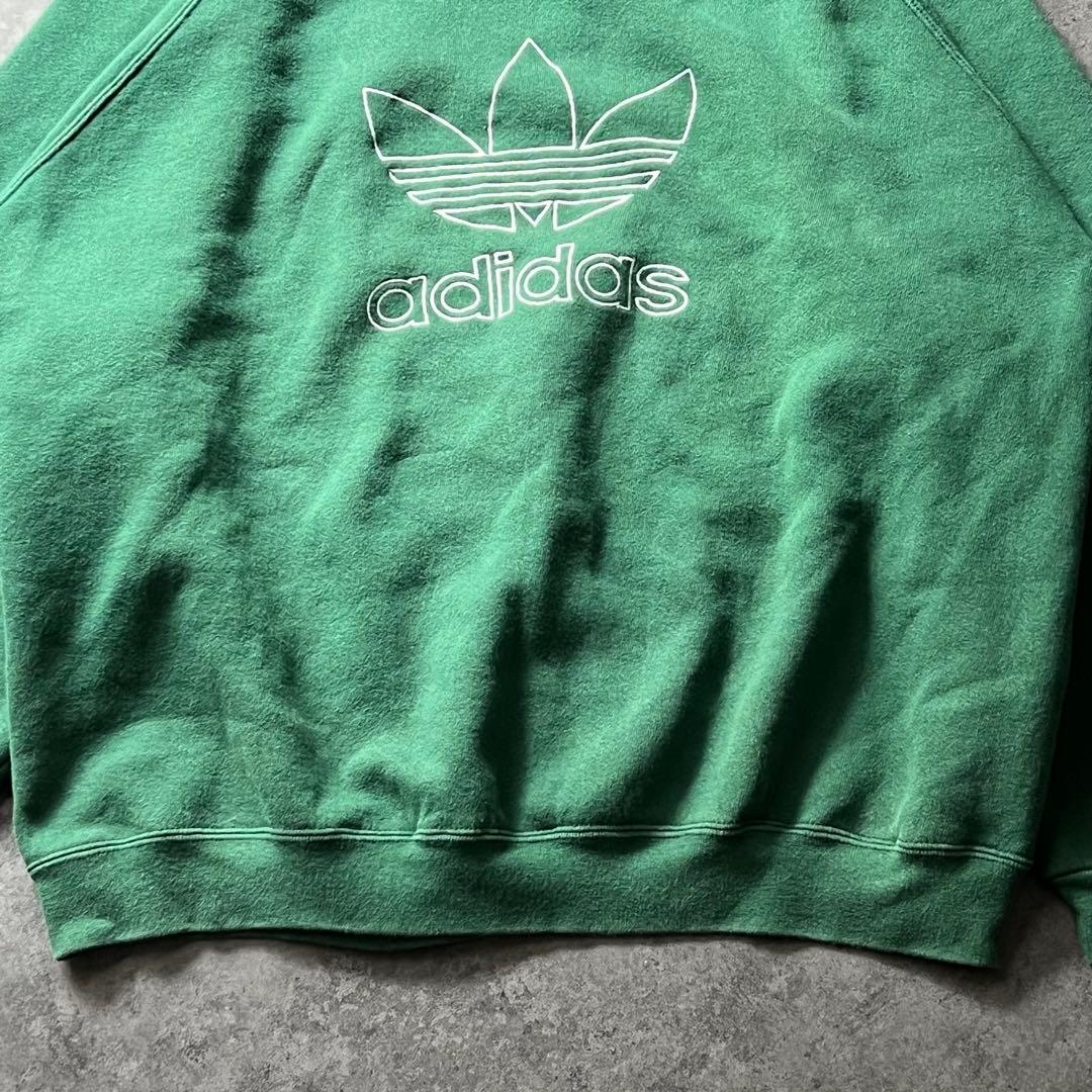 【即日発送・US古着】90s アディダス　トレフォイル　刺繍　スウェット　緑