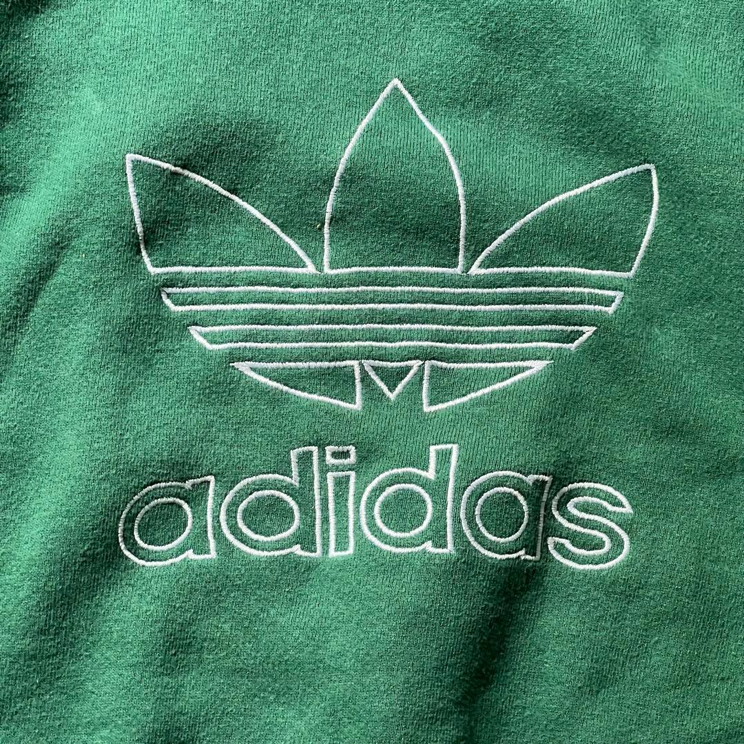 【即日発送・US古着】90s アディダス　トレフォイル　刺繍　スウェット　緑