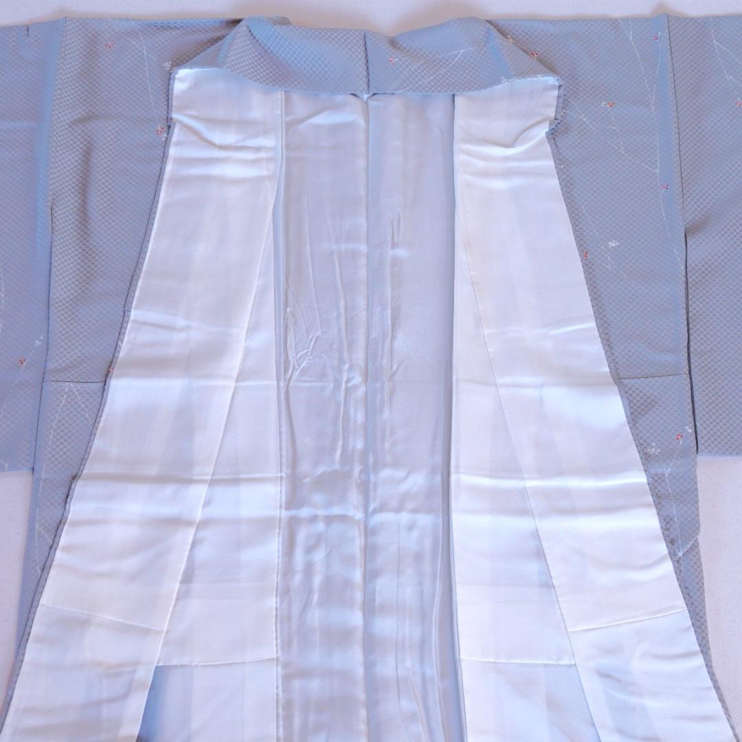 アイスブルーのすっきりとしたお召　市川純一郎　正絹