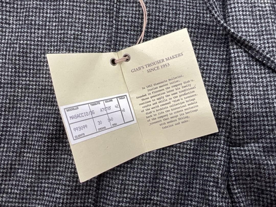 【未使用品】giab's ARCHIVIO ウールスラックスパンツ 千鳥格子