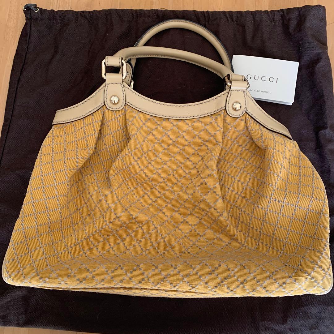 GUCCI イエロー キャンバスバッグ