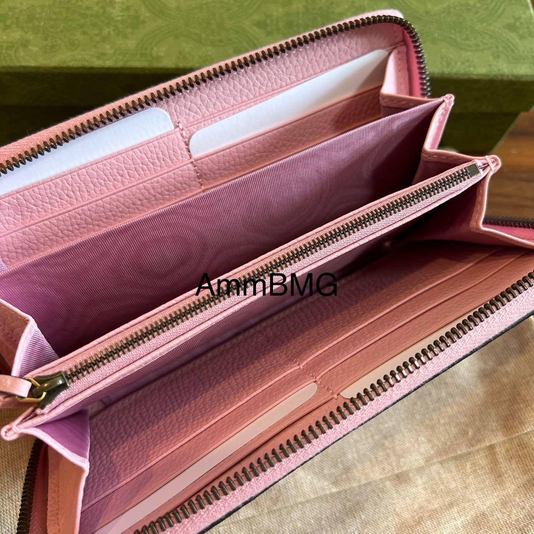 ベ*た様 GUCCI グッチ バンブー ラウンド長財布 GGマーモント ピンク7