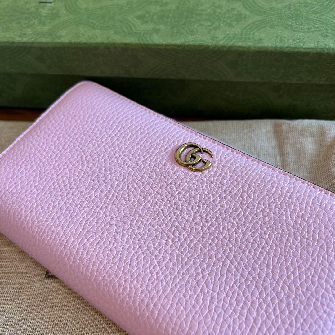 ベ*た様 GUCCI グッチ バンブー ラウンド長財布 GGマーモント ピンク7