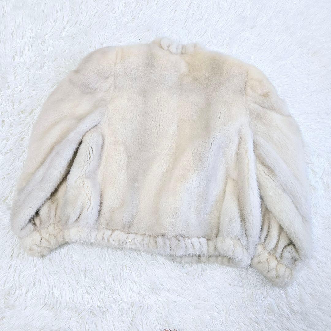 サガミンク サファイアミンク ノーカラー ジャケット コート ホワイト