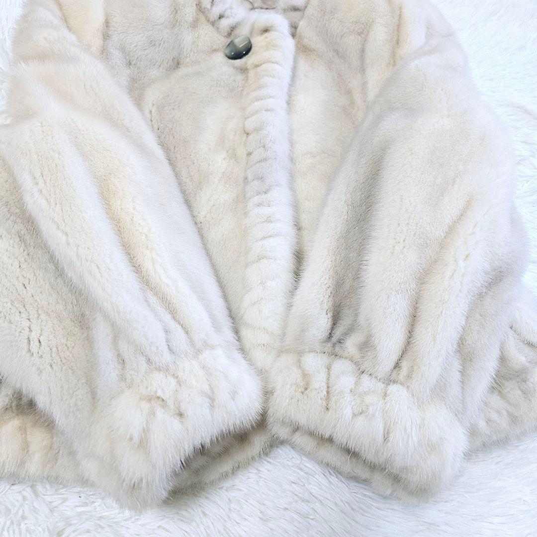 サガミンク サファイアミンク ノーカラー ジャケット コート ホワイト