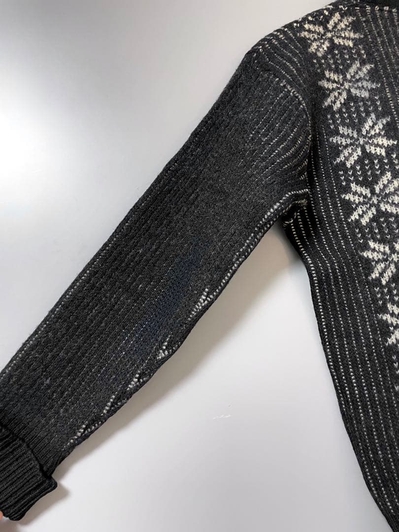 入手困難 50s ビンテージ ジャガード ニット セーター 雪柄 ウール 黒