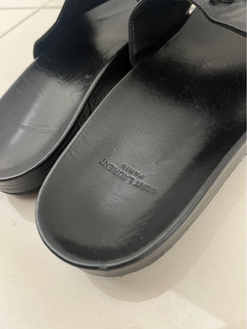 YSL ブラックレザー サンダル 41