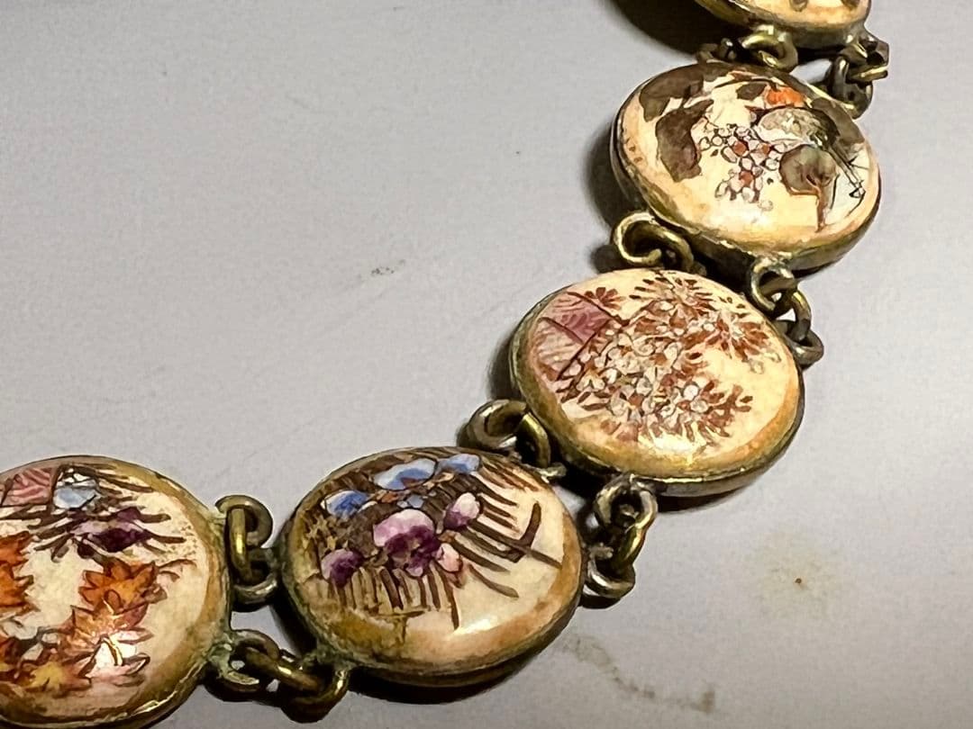 アンティークブレスレット　京都　薩摩焼花鳥文ブレスレット《明治大正期》里帰り
