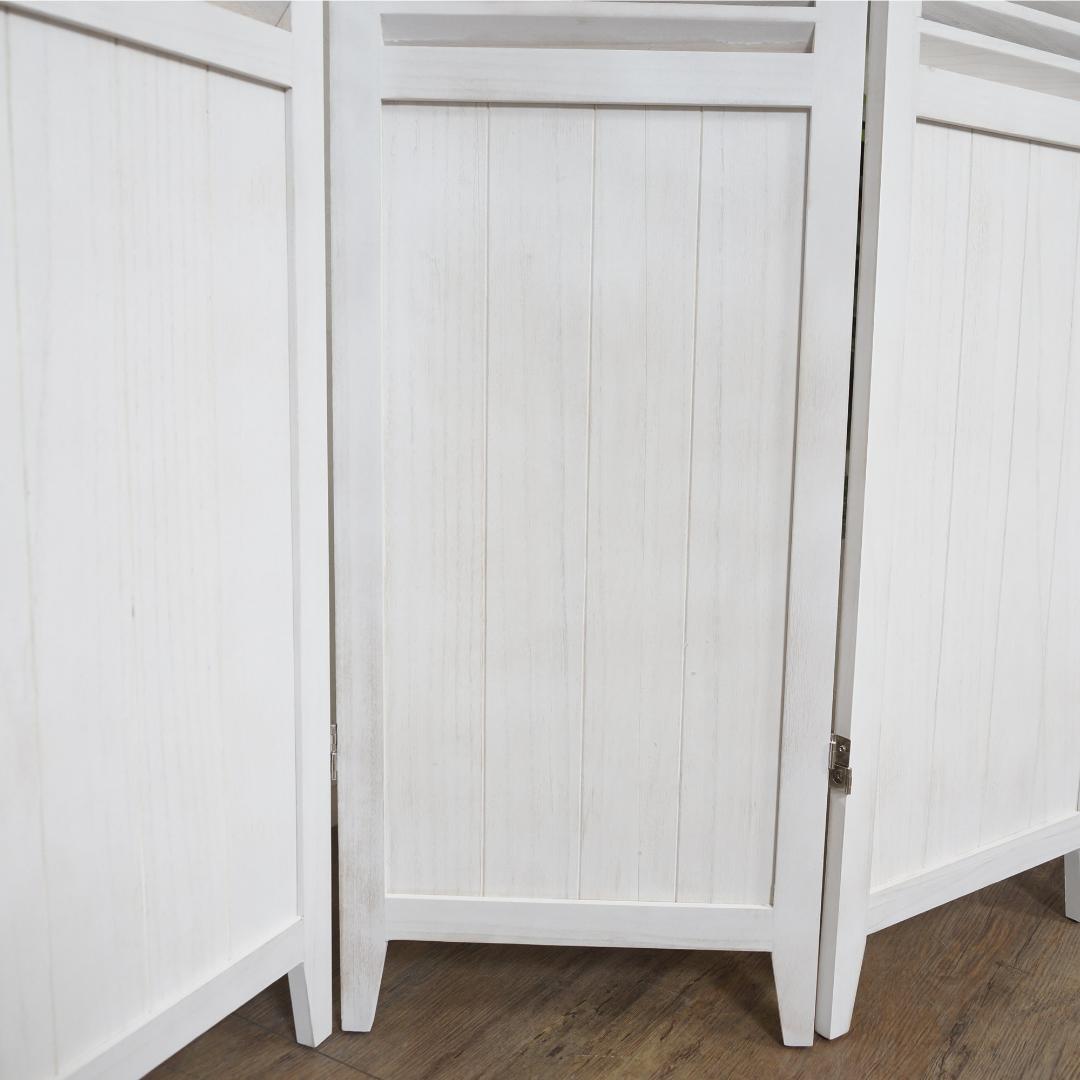 【新品】天然木 シャビーホワイト　パーティション　4連　アウトレット