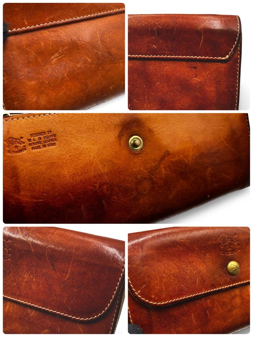 【ヴィンテージ】イルビゾンテ　長財布　オールレザー　ロゴ型押し　ブラウン男女兼用