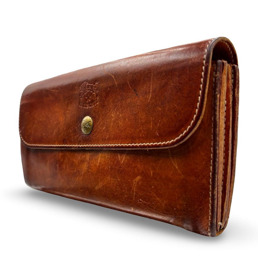 【ヴィンテージ】イルビゾンテ　長財布　オールレザー　ロゴ型押し　ブラウン男女兼用