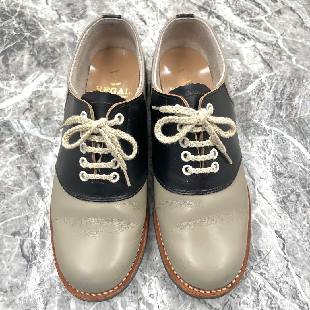美品 リーガル サドルシューズ 24cm 革靴 バイカラー 2452 ブラック