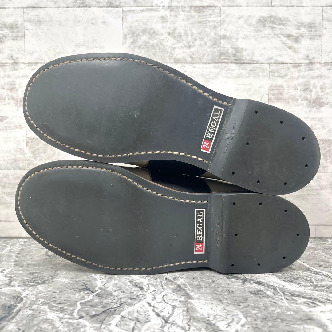 美品 リーガル サドルシューズ 24cm 革靴 バイカラー 2452 ブラック