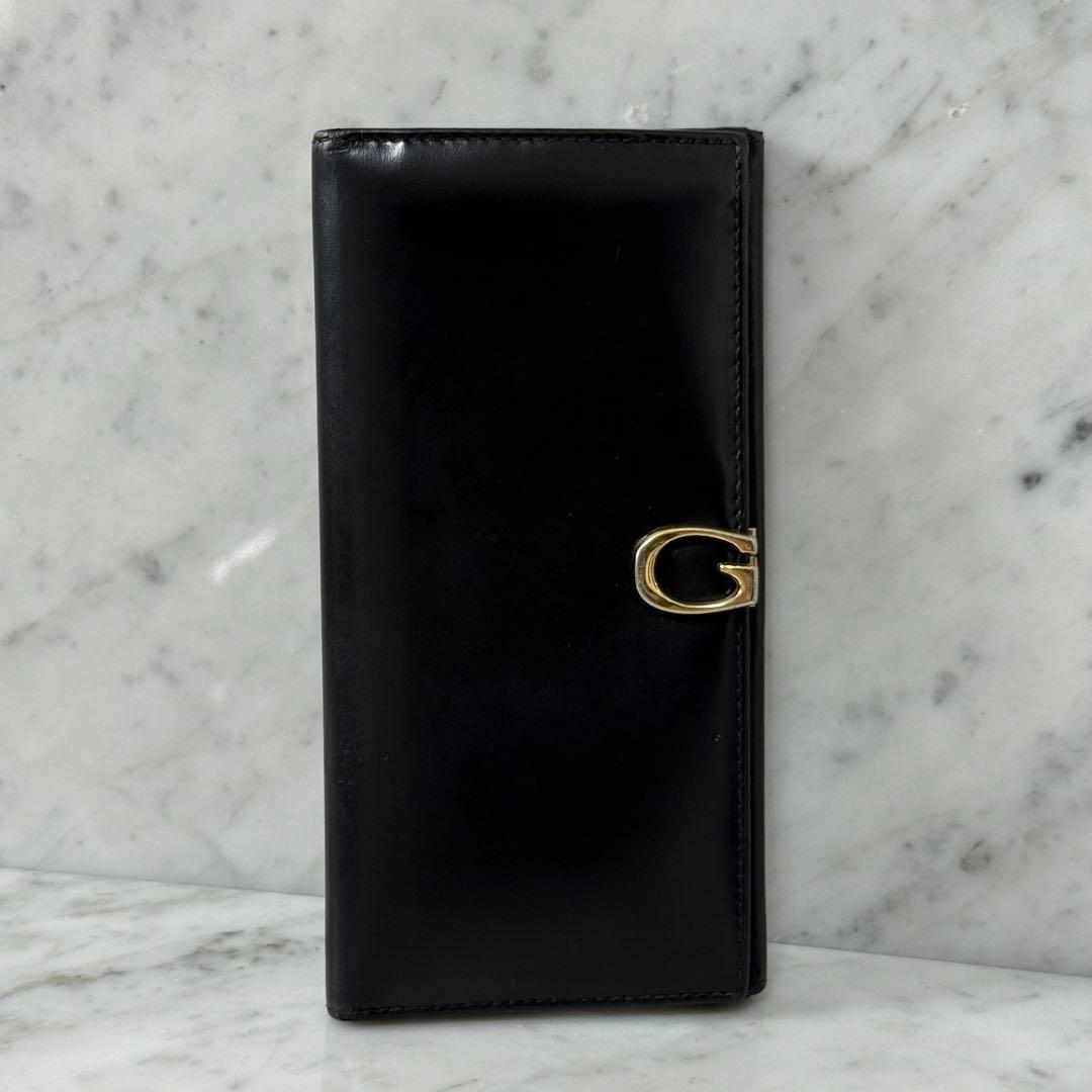 GUCCI グッチ 長財布 ブラック 黒 ロゴ G ロック 金 艶有り