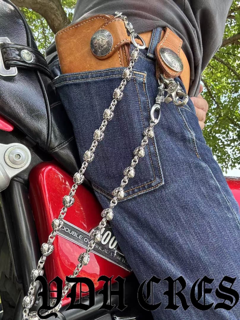 バイカー必須　ウォレット用ハート型　シルバーチェーン　TYPE3　QBKB006