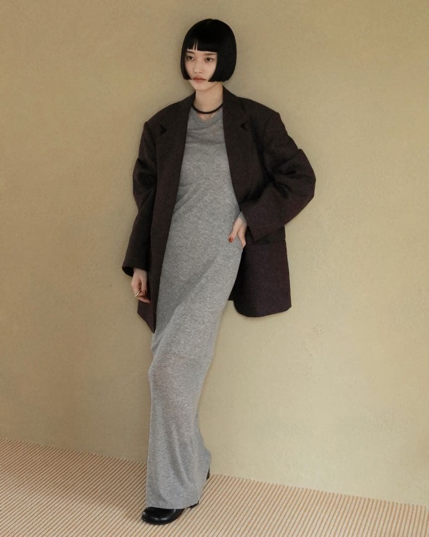 アンヌークHerringbone Wool Jacket ブラウン38