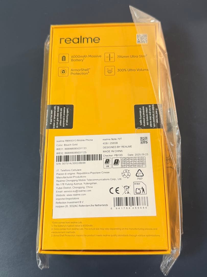 realme Note 70T 本体4/256GB BEACH 新品未使用