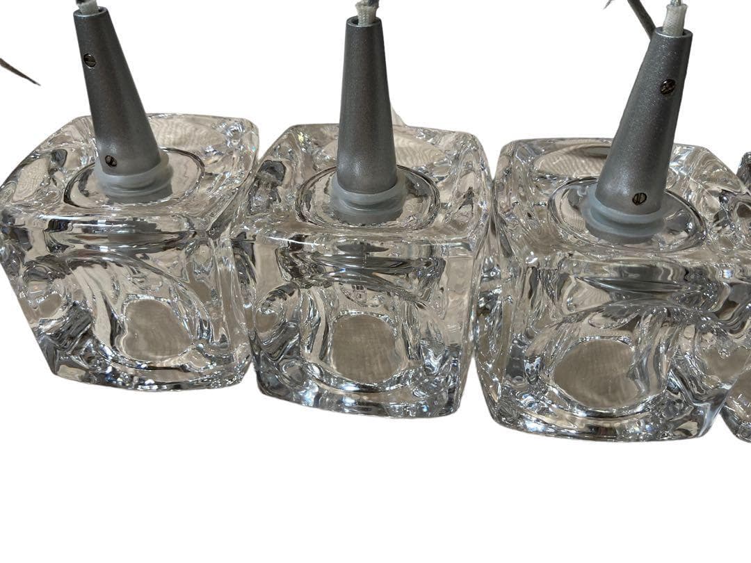 【希少】キシマ 6灯 ペンダントライト ハロゲンランプ ガラス製