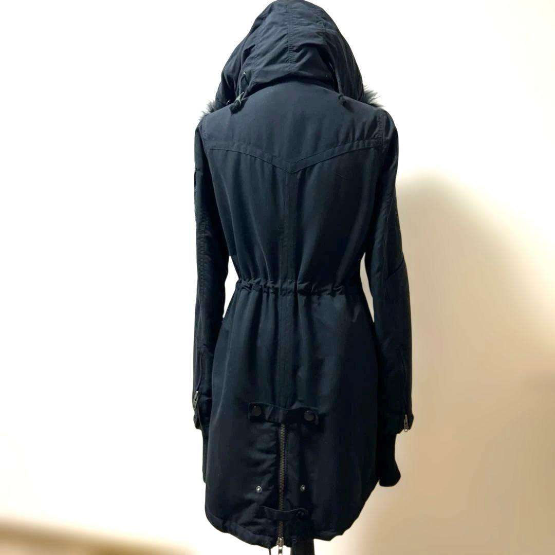 SLY ブラックフード付きモッズコート 24A672