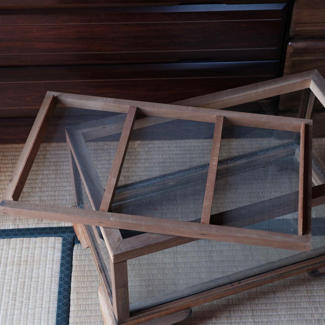 古道具 木製 木枠 ガラスケース 飼育ケース ケージ 小動物 爬虫類 昆虫などに