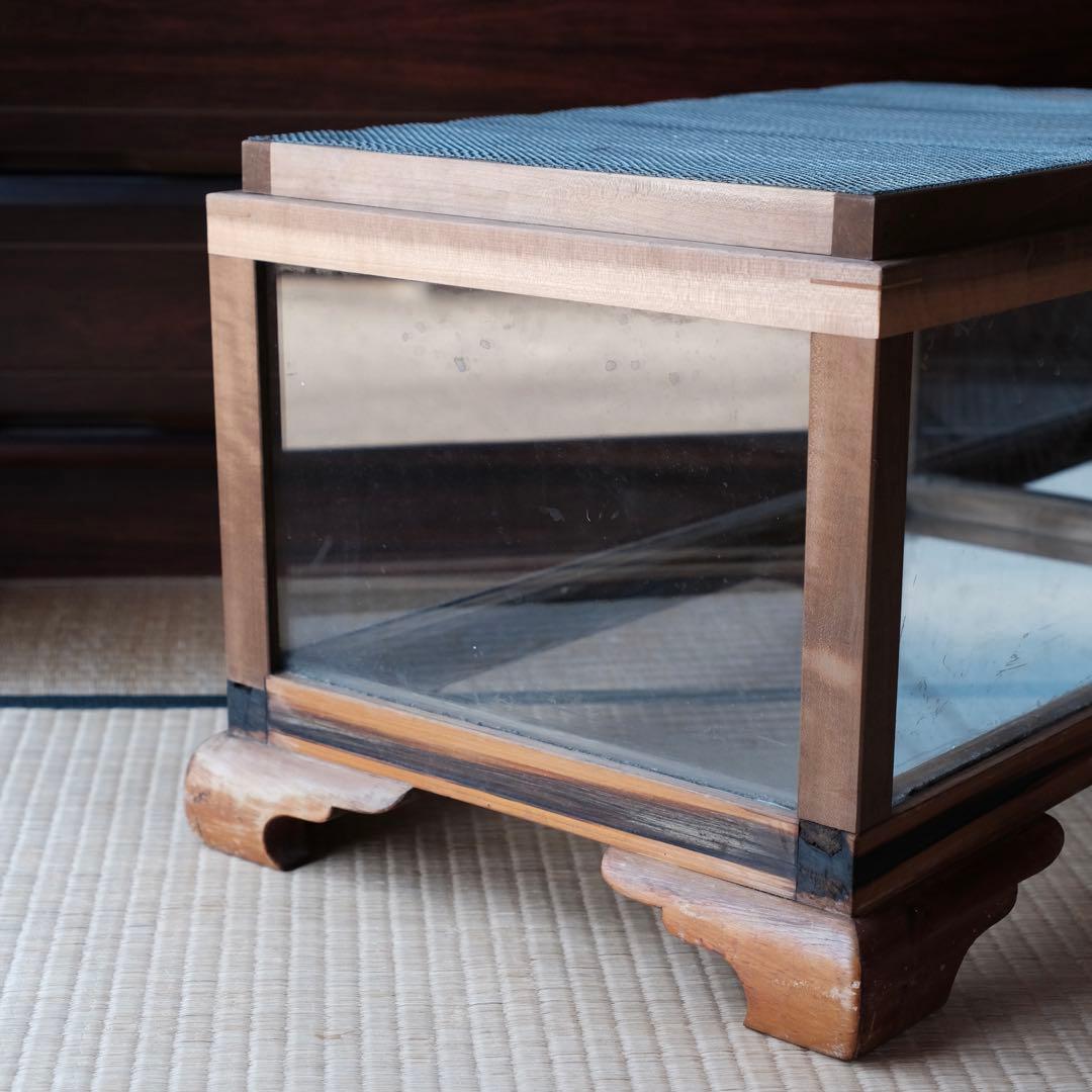 古道具 木製 木枠 ガラスケース 飼育ケース ケージ 小動物 爬虫類 昆虫などに