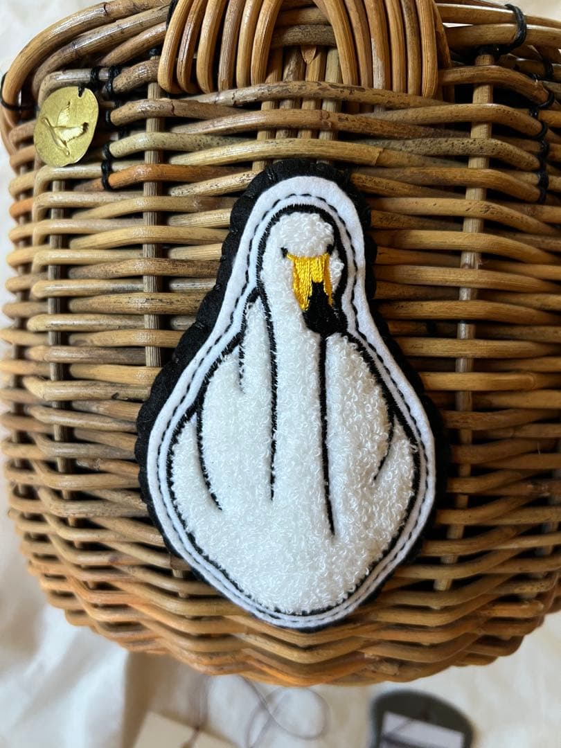 エバゴスebagosオカイモノカゴ・スワン付きバスケット　保存袋つき