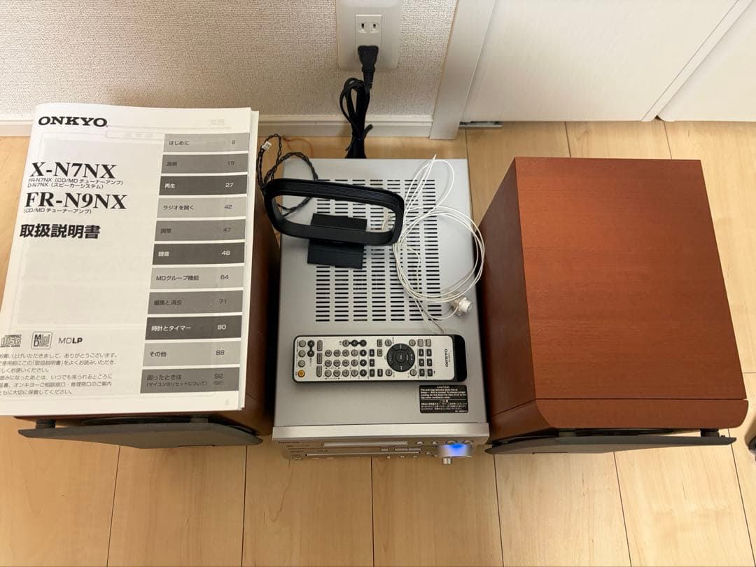 ジャンク品/ONKYO FR-N9NX ミニコンポ スピーカー/リモコン説明書付