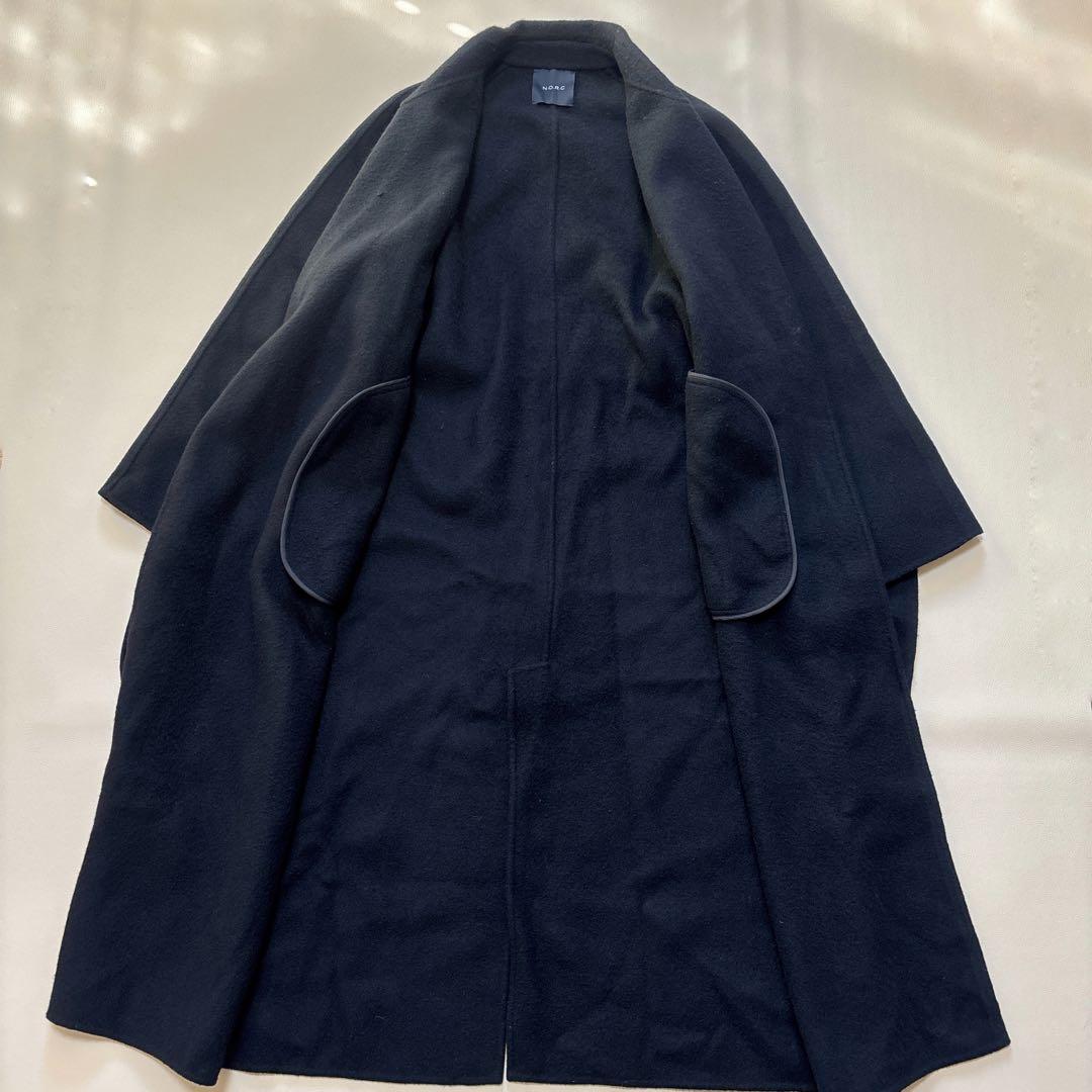 人気✨NORC ノーク リバー ロング コート ダブルフェイス ベルト付き 黒