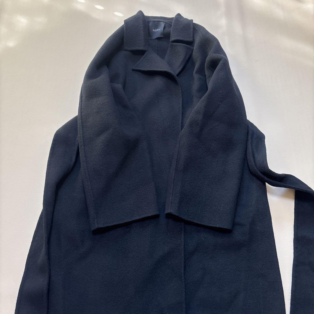 人気✨NORC ノーク リバー ロング コート ダブルフェイス ベルト付き 黒