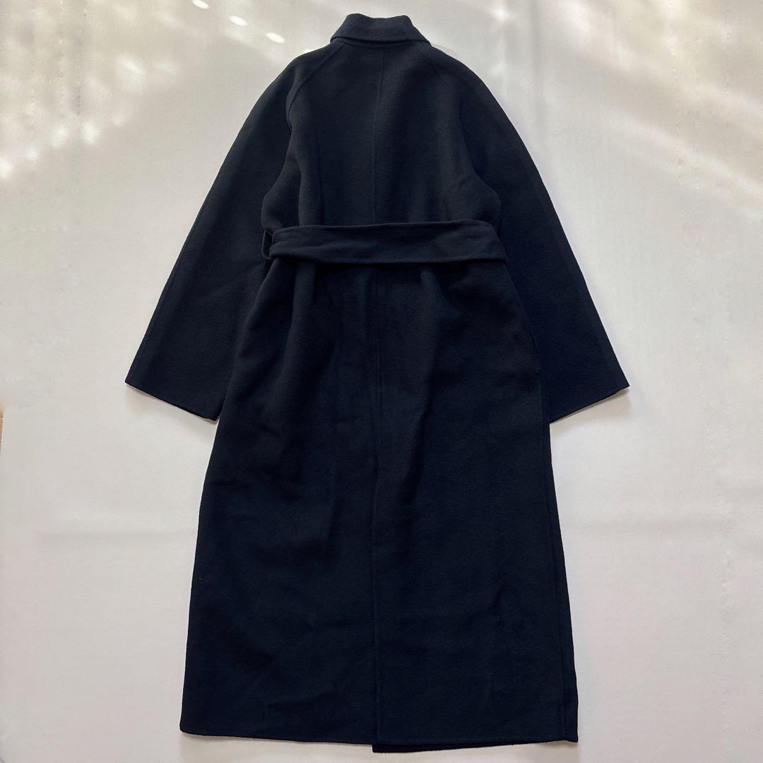 人気✨NORC ノーク リバー ロング コート ダブルフェイス ベルト付き 黒