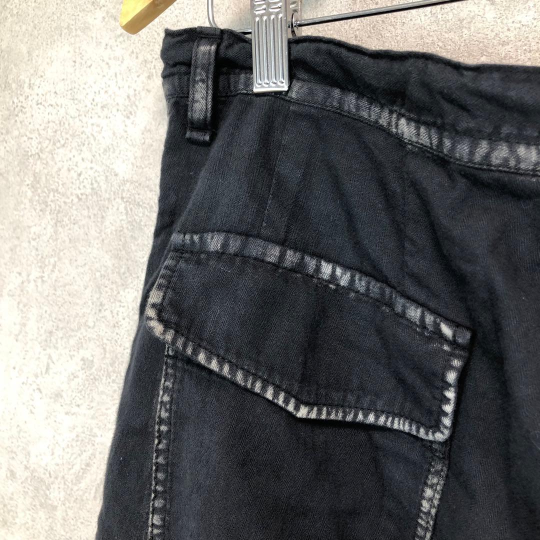 Y's ワイズ 製品染め サルエルワイドパンツ 墨黒