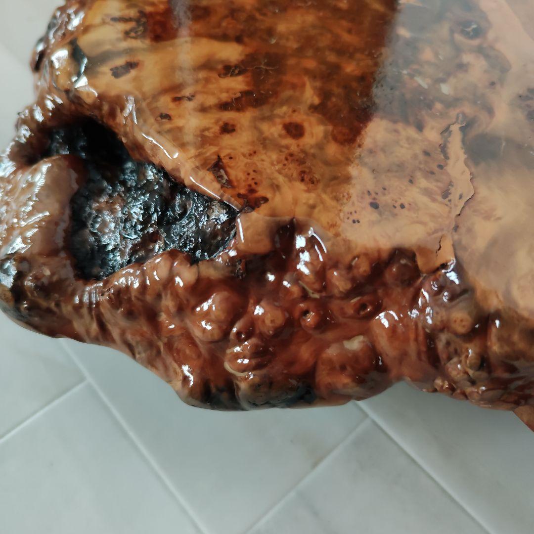 【最高品質】　天然木　玉杢　瘤　花台　脚付き