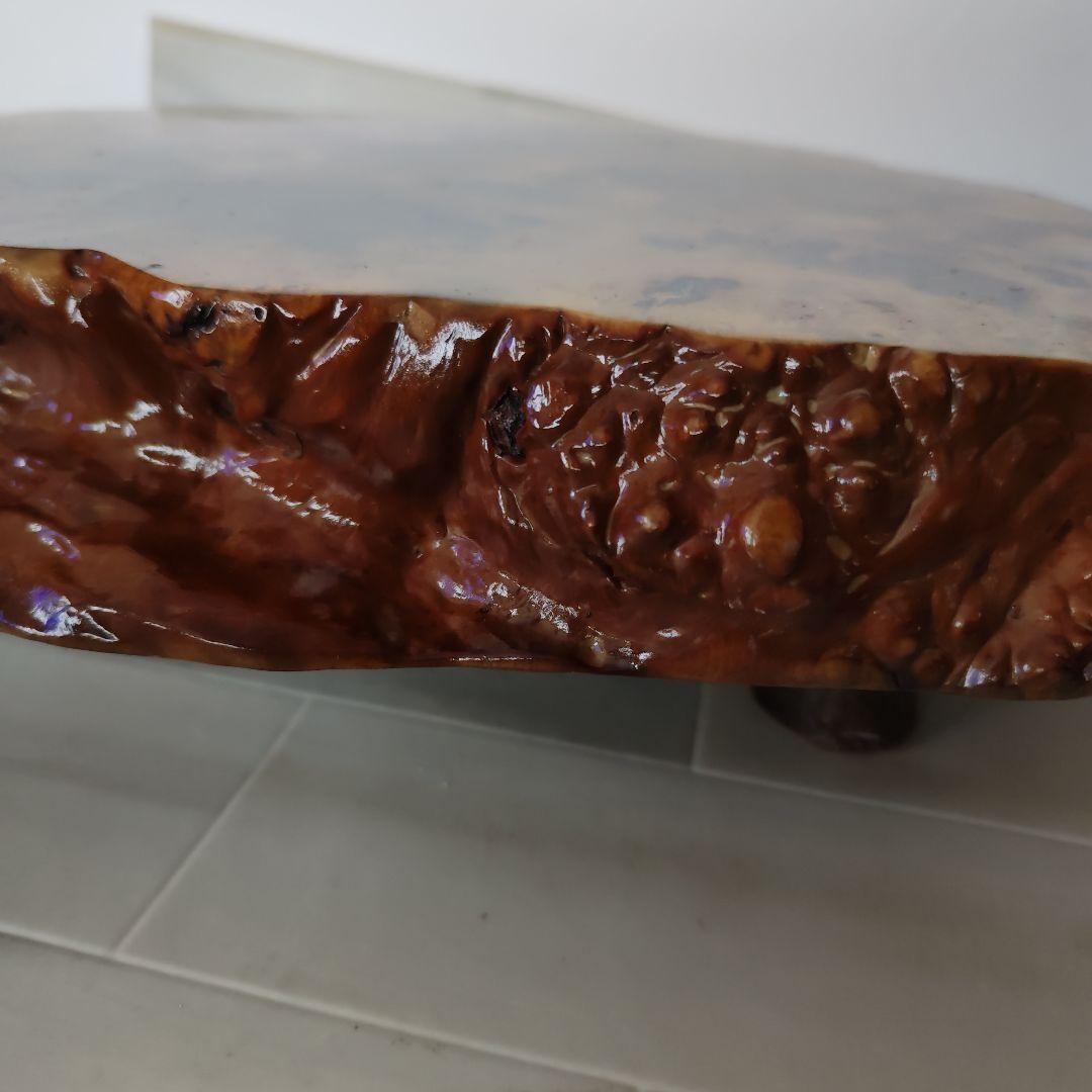 【最高品質】　天然木　玉杢　瘤　花台　脚付き