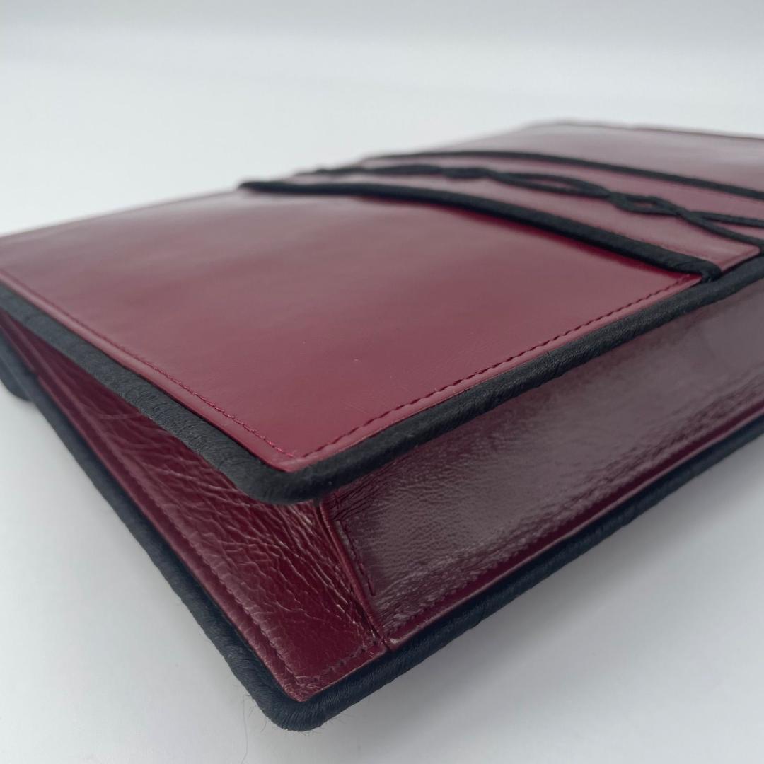 良品✨ イヴサンローラン YSL 刺繍ロゴ クラッチバッグ ボルドー